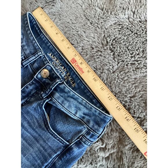 American Eagle Outfitters Denim Hi-Rise Artist Super Stretch Flare Jeans Blue 2 - Picture 8 of 10